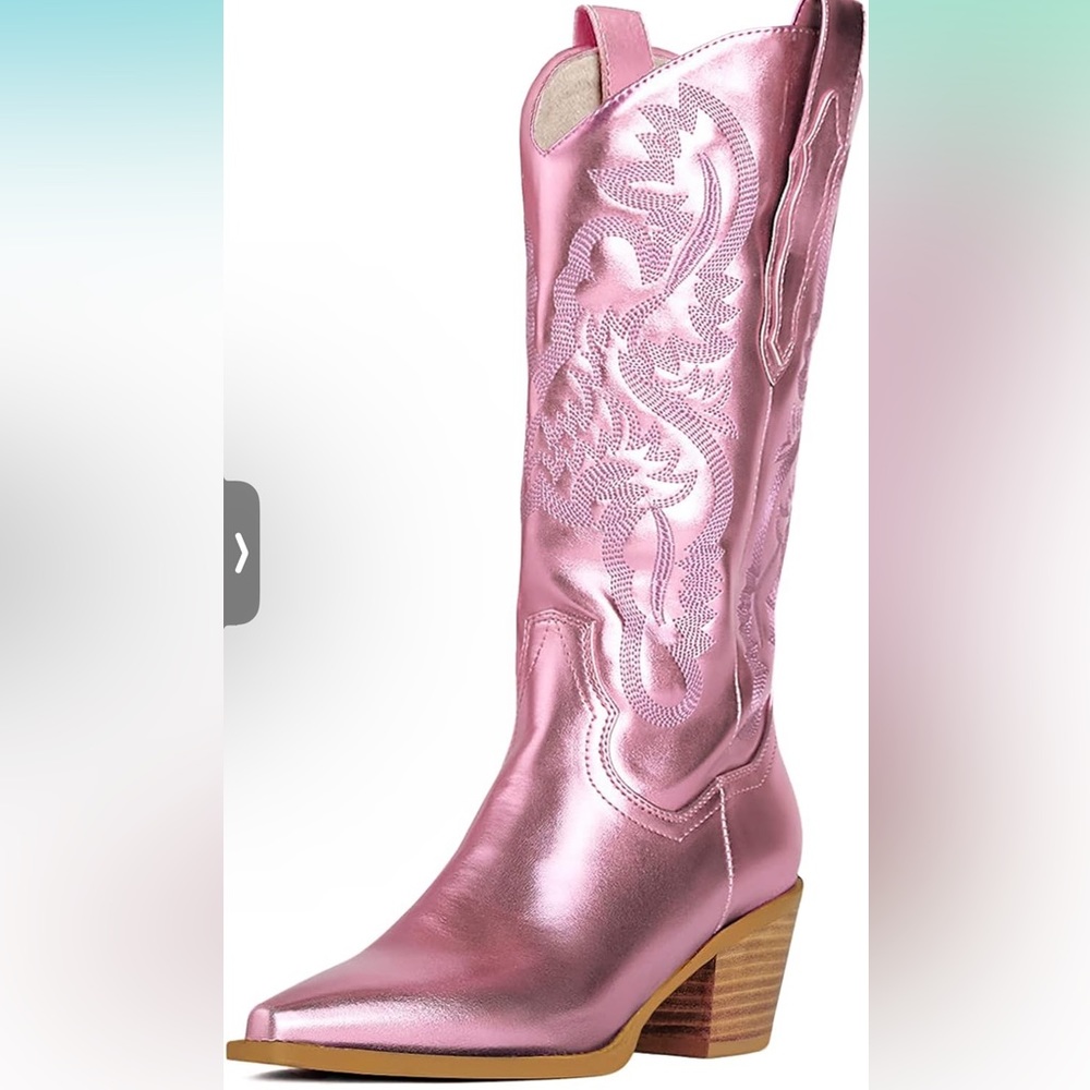 Metallic pink cowboy boots